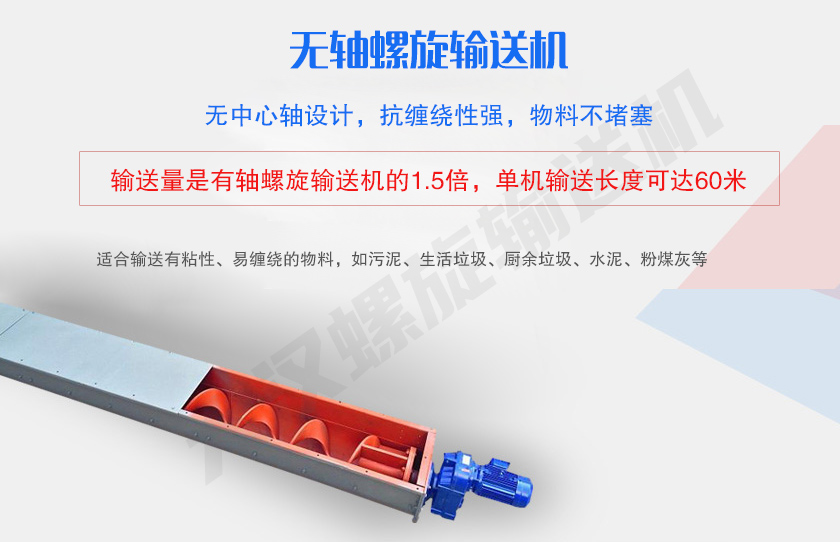 無中心軸設計，抗纏繞性強，物料不堵塞